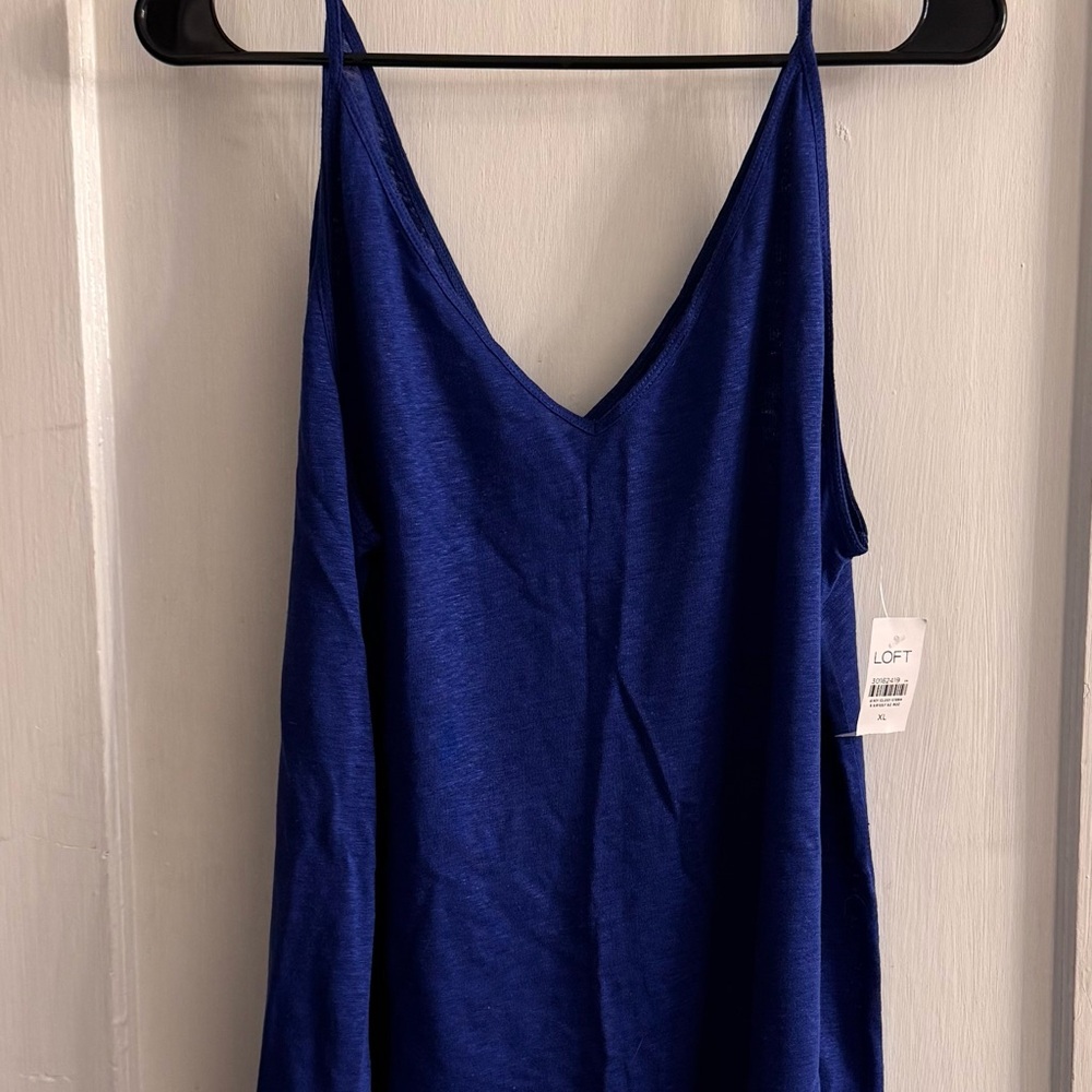 LOFT Vibrant Blue Linen Top